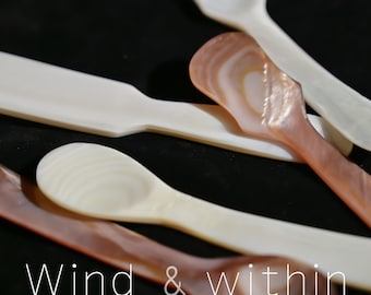 Mother of Pearl Spoon, Natural Shell Caviar Spoon, Mini Serving Utensil for Sugar Tea Coffee, Handmade Kitchen Tool, Unique Gift