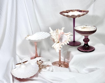 Handmade Purple Seashell Wine Glass, Rose Gold Coastal Decor, Luxury Beach Wedding Gift for Bride, Graduation Gift 2026