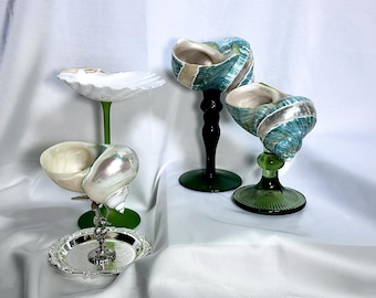 Handmade Seashell Wine Glass - Pearl Turbo Shell Goblet for Beach Wedding Decor, Unique Nautical Barware| Graduation Gift 2026