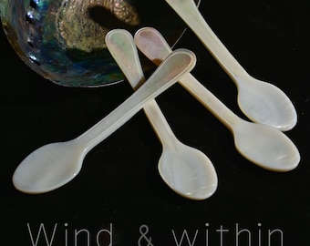 Mother of Pearl Spoon, Natural Shell Caviar Spoon, Mini Serving Utensil for Sugar Tea Coffee, Handmade Kitchen Tool, Unique Gift