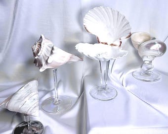 Handmade Seashell Wine Glass - Real Scallop Shell Ring Dish for Beach Altar Decor, Mermaid Wedding Toasting Flute, Graduation Gift 2026