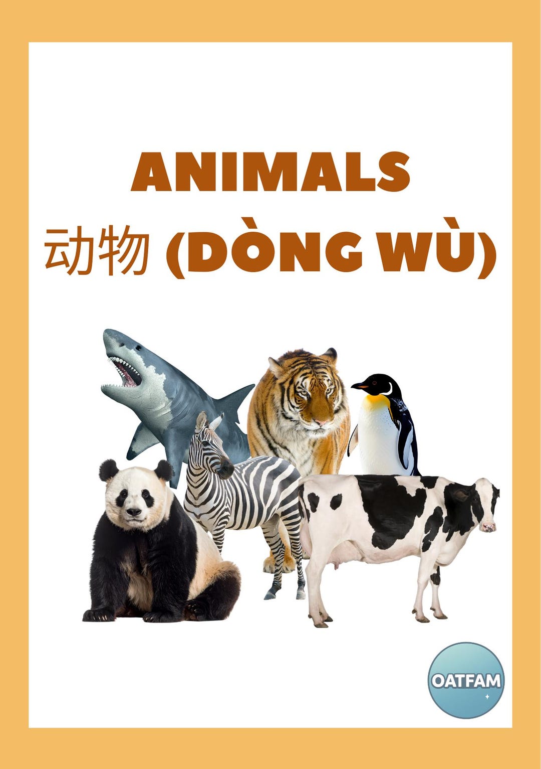 Animal Flash Cards, Bilingual English Mandarin (PDF) - Etsy