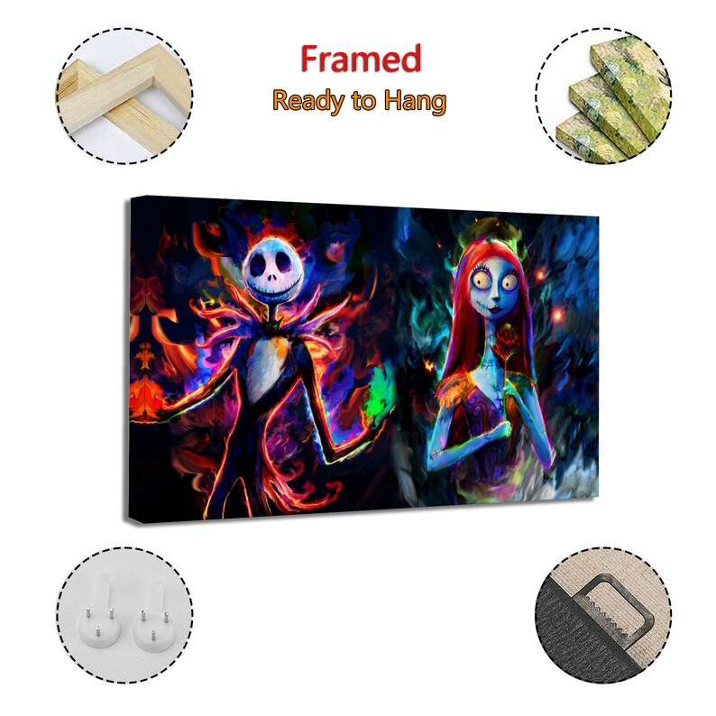 Jack Sally Halloween Before Christma Painting On Canvas Wall Art Poster Picture Print Living Room Walls Decor Home Posters image 2