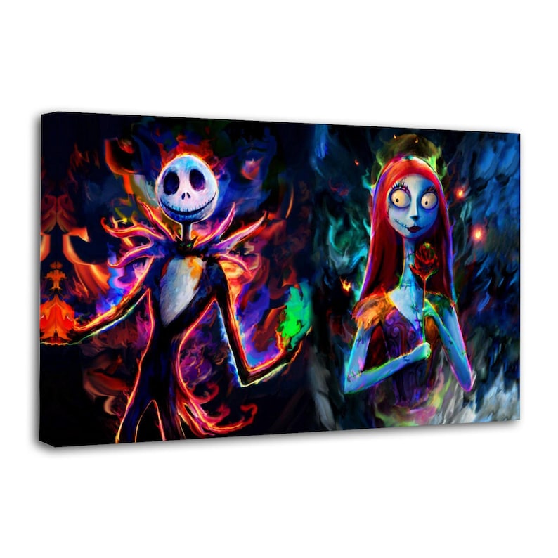 Jack Sally Halloween Before Christma Painting On Canvas Wall Art Poster Picture Print Living Room Walls Decor Home Posters image 1