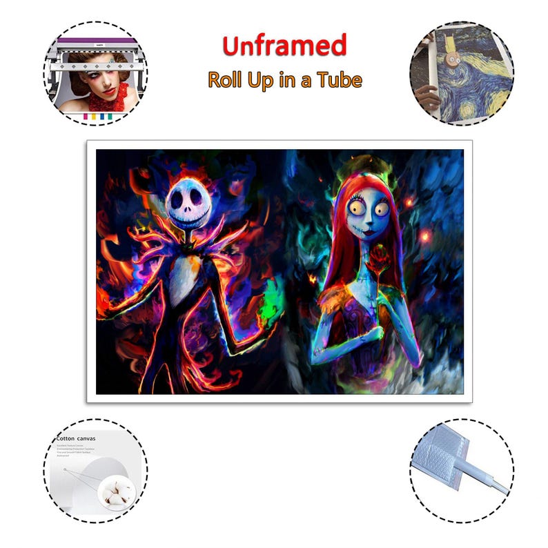Jack Sally Halloween Before Christma Painting On Canvas Wall Art Poster Picture Print Living Room Walls Decor Home Posters image 3