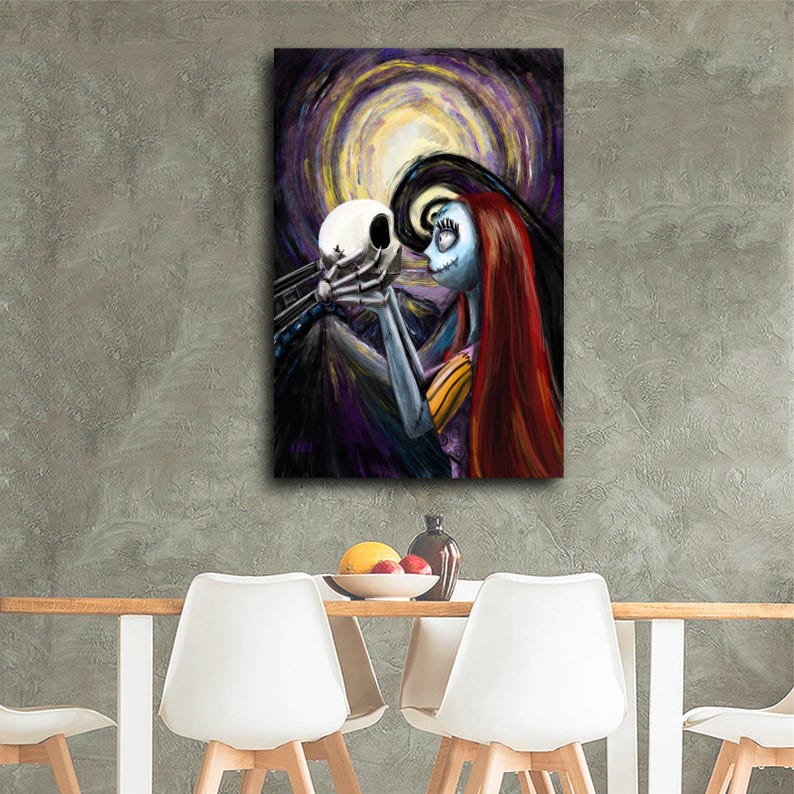 Halloween Before Christmas Jack Sally Painting On Canvas Wall Art Poster Picture Print Living Room Walls Decor Home Posters image 4