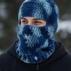 Wzór na szydełkową maskę narciarską w formacie PDF | Pasiasta kominiarka w stylu streetwear | Prosty samouczek wykonania zimowej czapki z daszkiem | Mężczyźni Kobiety Pobierz natychmiast