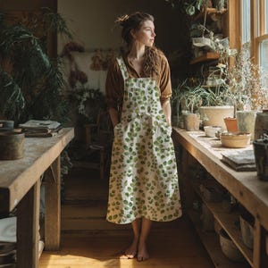 Linen Apron Mockup – Pottery Studio Scene, Artist Workshop Display (Digital Download)