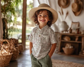 Boys Button Down Shirt Mockup, Kids Apparel PSD, Childrens Clothing, Surface Design