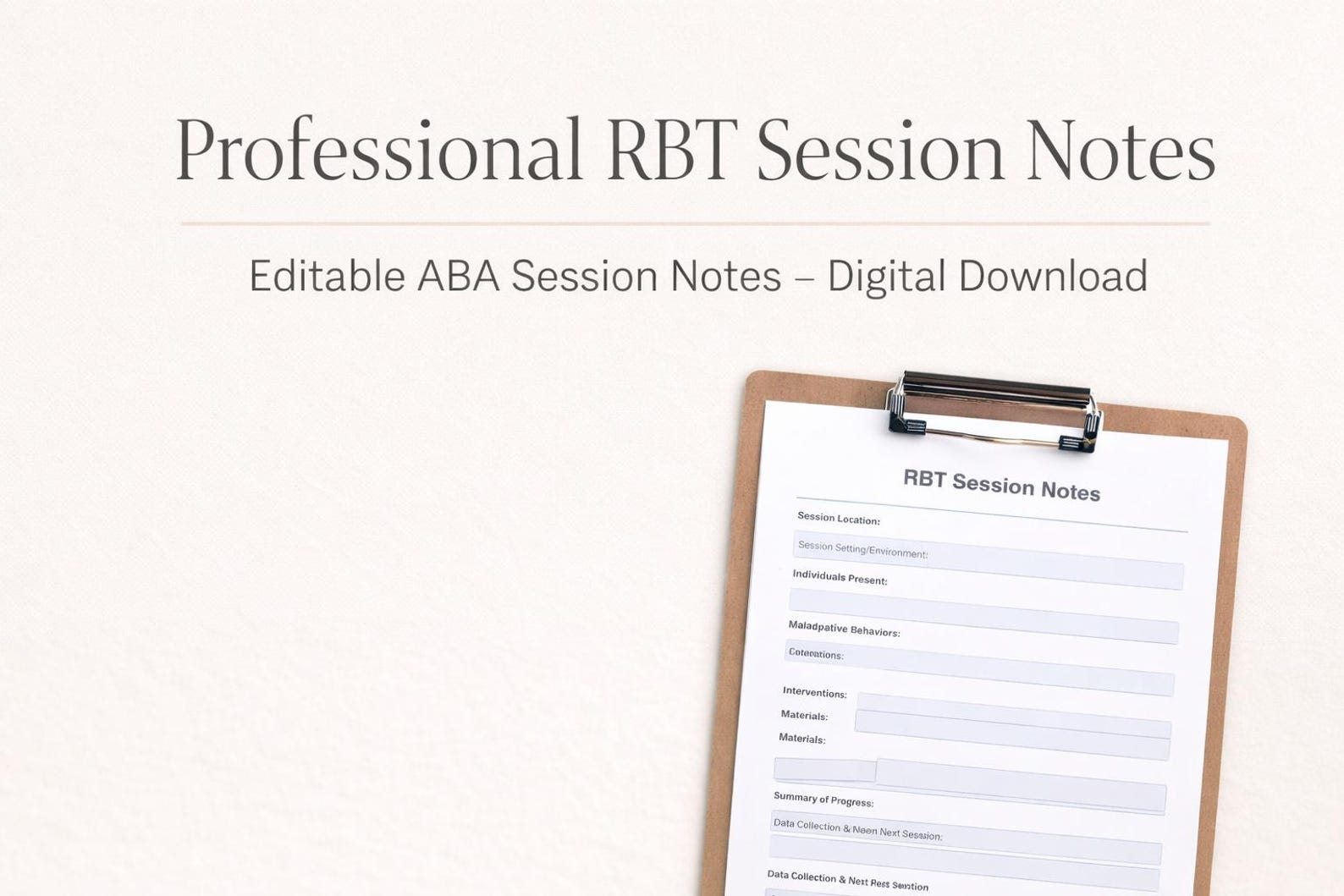 RBT Session Notes Template | Editable ABA Therapy Notes PDF | Behavior ...