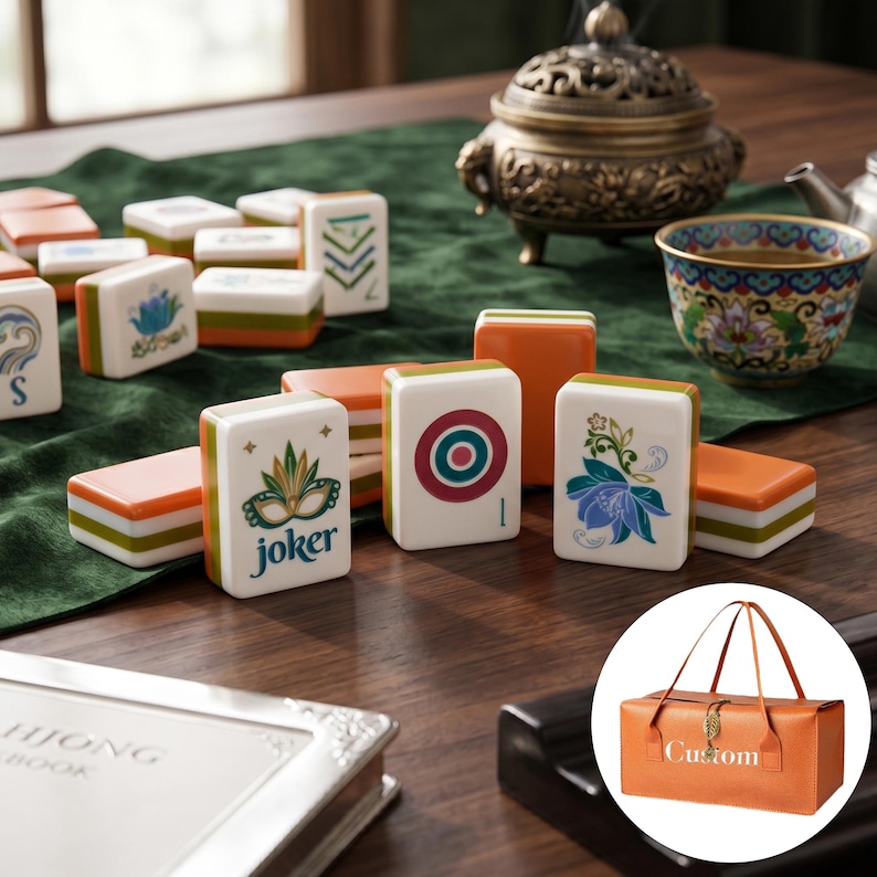 Unique American Mahjong Set with Custom Travel Case, Floral Mahjong Tiles, Custom Table Game Gift for Her, Luxury Mahjong Gift for Mom image 6