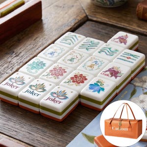 Unique American Mahjong Set with Custom Travel Case, Floral Mahjong Tiles, Custom Table Game Gift for Her, Luxury Mahjong Gift for Mom image 10