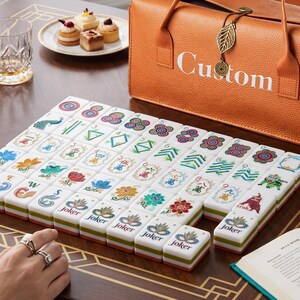 Unique American Mahjong Set with Custom Travel Case, Floral Mahjong Tiles, Custom Table Game Gift for Her, Luxury Mahjong Gift for Mom image 5