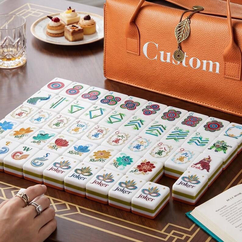 Unique American Mahjong Set with Custom Travel Case, Floral Mahjong Tiles, Custom Table Game Gift for Her, Luxury Mahjong Gift for Mom image 5