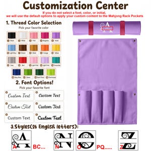 Organizador enrollable personalizado para tablero de mahjong, con nombre o iniciales bordadas, estuche de gran capacidad para guardar fichas y regla, regalo personalizado para la noche de juegos. Purple