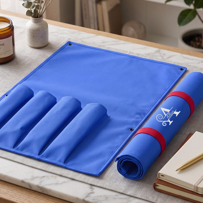 Organizador enrollable personalizado para tablero de mahjong, con nombre o iniciales bordadas, estuche de gran capacidad para guardar fichas y regla, regalo personalizado para la noche de juegos. imagen 7