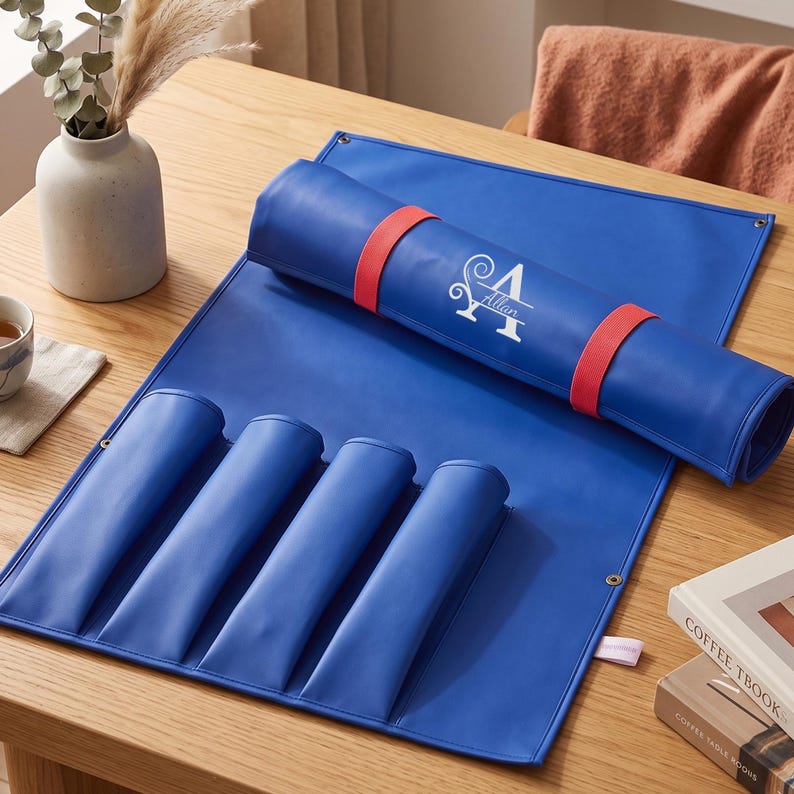 Organizador enrollable personalizado para tablero de mahjong, con nombre o iniciales bordadas, estuche de gran capacidad para guardar fichas y regla, regalo personalizado para la noche de juegos. imagen 1