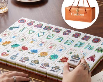 Unique American Mahjong Set with Custom Travel Case, Floral Mahjong Tiles, Custom Table Game Gift for Her, Luxury Mahjong Gift for Mom