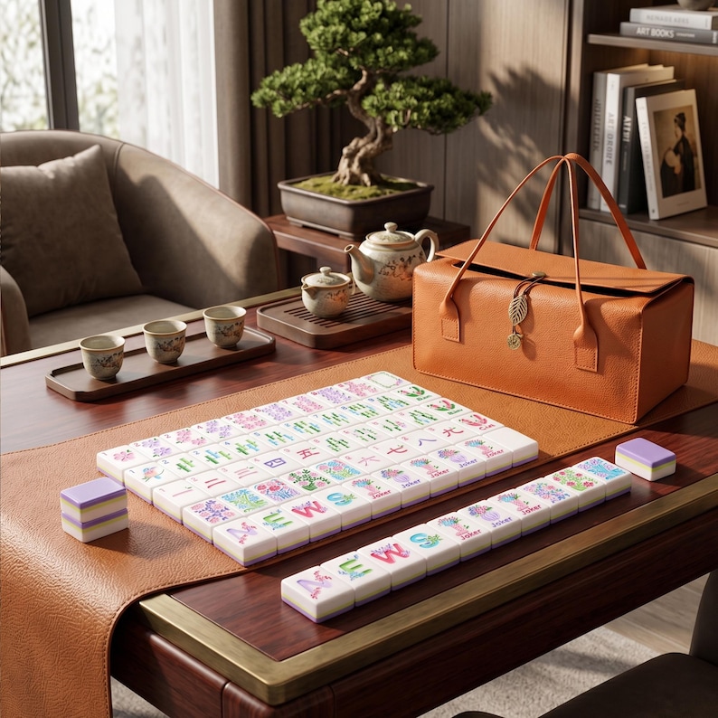 American Mahjong with Portable Case– 160-Tile NMJL Standard Set Featuring "Purple Boot" Theme Jokers | Elegant Luxury Game Night Gift image 9