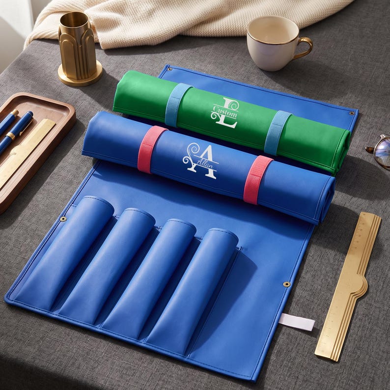 Organizador enrollable personalizado para tablero de mahjong, con nombre o iniciales bordadas, estuche de gran capacidad para guardar fichas y regla, regalo personalizado para la noche de juegos. imagen 2