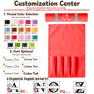 Organizador enrollable personalizado para tablero de mahjong, con nombre o iniciales bordadas, estuche de gran capacidad para guardar fichas y regla, regalo personalizado para la noche de juegos. Red