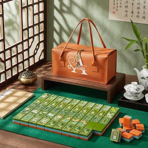 Green American Mahjong Set, Mahjong Tiles with Custom Carrying Case, Luxury Table Game Gift for Her, Elegant Gift for Mahjong Lovers image 9