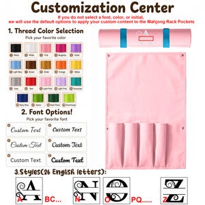 Organizador enrollable personalizado para tablero de mahjong, con nombre o iniciales bordadas, estuche de gran capacidad para guardar fichas y regla, regalo personalizado para la noche de juegos. Pink