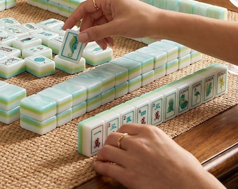 Set di tessere Mahjong americane Coastal Blue, gioco Mahjong personalizzato con custodia personalizzata, set Mahjong da viaggio, regalo elegante per la mamma