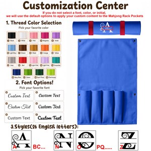 Organizador enrollable personalizado para tablero de mahjong, con nombre o iniciales bordadas, estuche de gran capacidad para guardar fichas y regla, regalo personalizado para la noche de juegos. Dark Blue