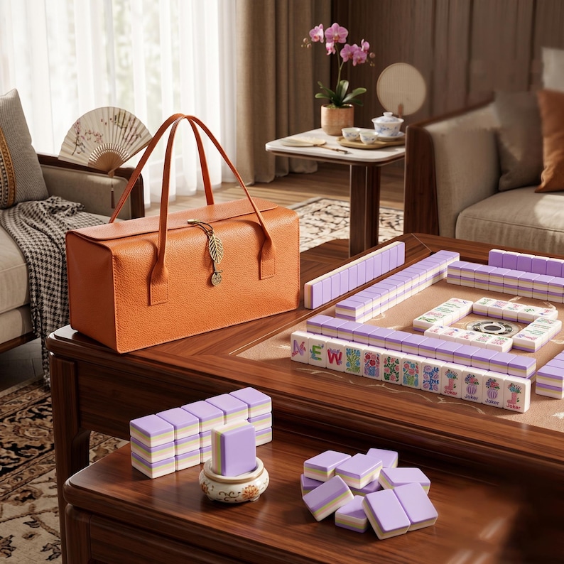 American Mahjong with Portable Case– 160-Tile NMJL Standard Set Featuring "Purple Boot" Theme Jokers | Elegant Luxury Game Night Gift image 10