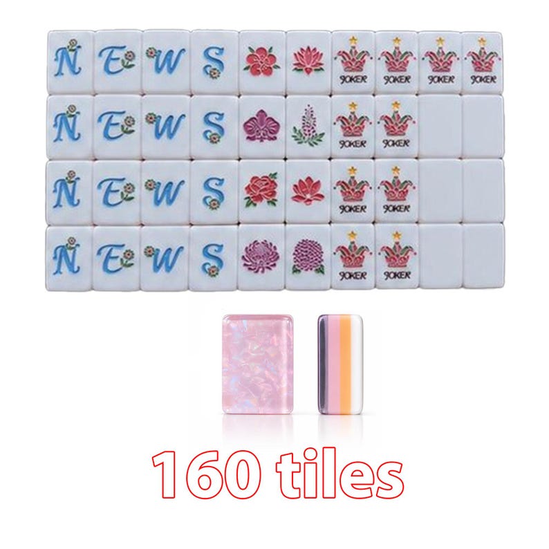 Pink Mahjong Set with Embroidery Carrying Case, Personalized American Mahjong Tiles, Elegant Mahjong Game Set, Premium Gift for Mom or Her Only  Mahjong