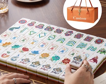 Unique American Mahjong Set with Custom Travel Case, Floral Mahjong Tiles, Custom Table Game Gift for Her, Luxury Mahjong Gift for Mom