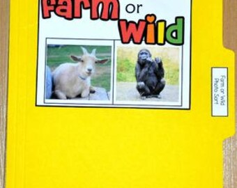 Jogo de Classificação de Animais da Fazenda e Selvagens - Atividade com Pasta de Arquivo de Fotos Reais