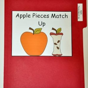 Apfel Passende Ordner Spiel, Herbst Thema (Hälften, Viertel, Kern)