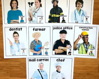 Set di apprendimento per aiutanti della comunità - Gioco di ordinamento e abbinamento di foto reali