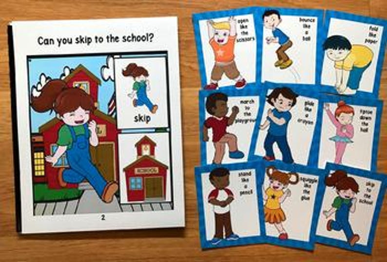 Back to School Movement Cards and Book (Gross Motor Skills, Early Elementary) image 2