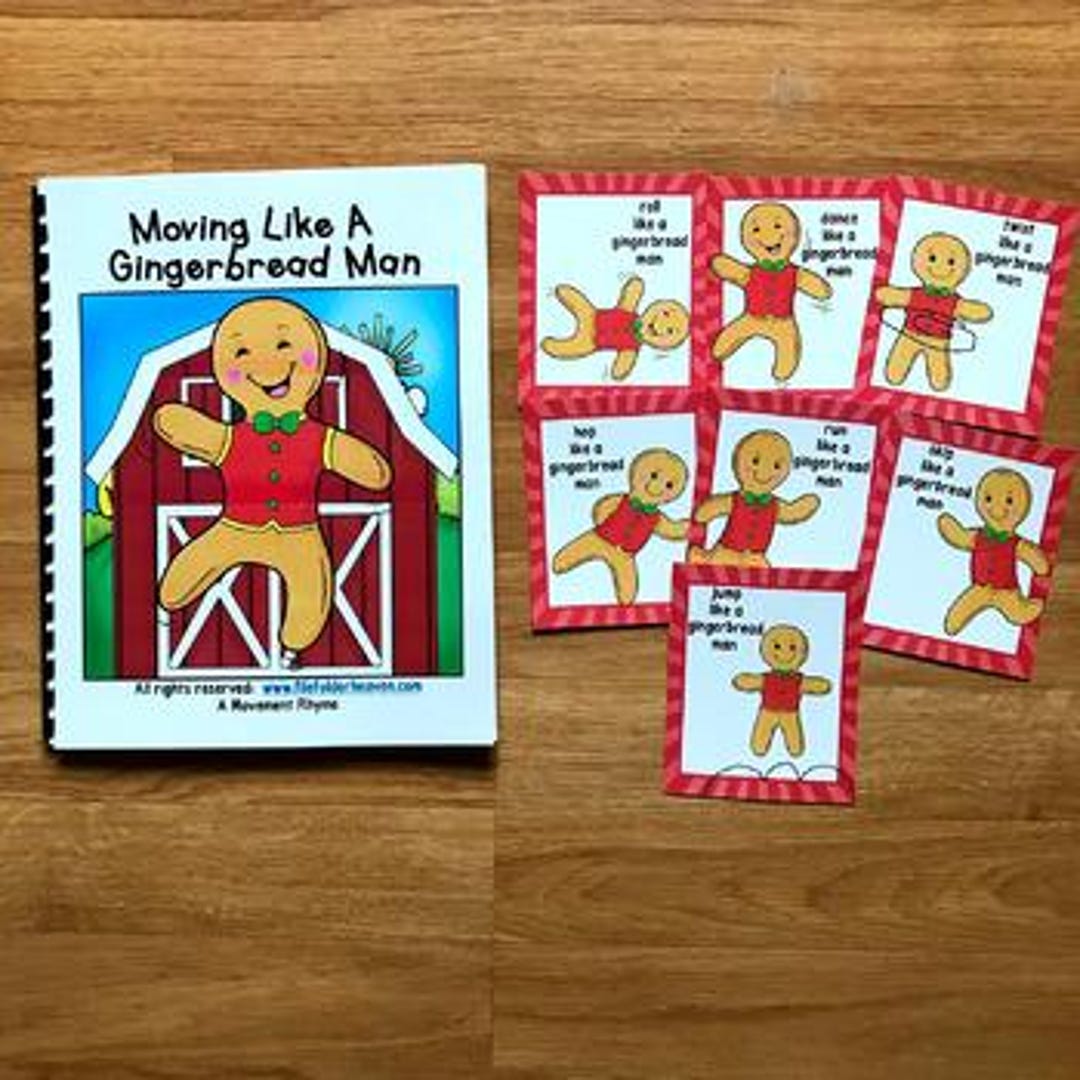 Movement Cards and Book: Gingerbread Man Theme (kids’ Gross Motor ...