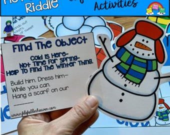 Enigmi con i contenitori sensoriali: gioco linguistico invernale - kit di apprendimento pratico