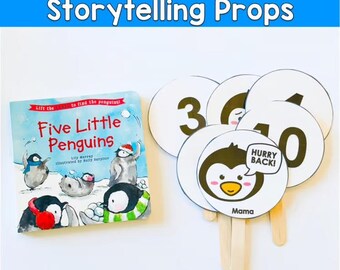 Five Little Penguins - Accessori interattivi per la narrazione / Libro di accompagnamento con apertura a ribalta