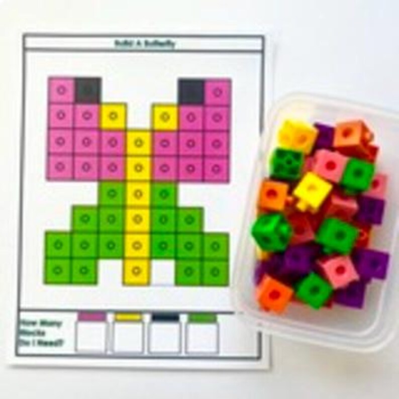 Spring Snap Cubes Activity Set, Butterfly and Bee Patterns (digital ...
