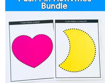 Pacchetto di attività con puntine da disegno: abilità motorie fini per bambini in età prescolare e extrascolastica