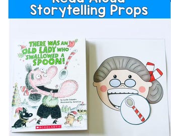 Kit di narrazione: la vecchia signora ha ingoiato un cucchiaio (oggetti didattici per la scuola materna)