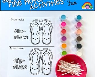 Summer Q-Tip Painting for Toddlers - 24 Easy Fine Motor Crafts