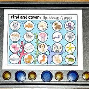 Ocean Find and Cover Game, Color Matching, Tentacle Animals (No Cut)