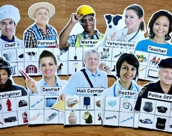 Tappetini di smistamento Community Helpers, foto reali (scuola materna e istruzione speciale)