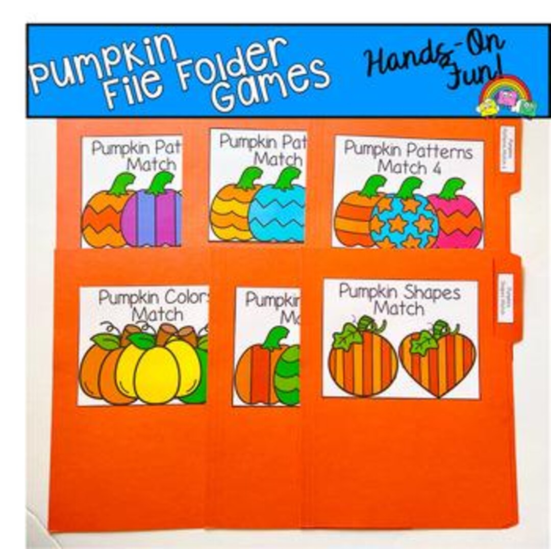 Pumpkin File Folder Activities: Matching Games (shapes & Colors) - Etsy