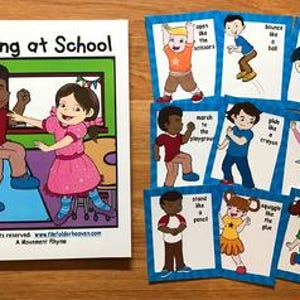 Back to School Movement Cards and Book (Gross Motor Skills, Early Elementary) image 1
