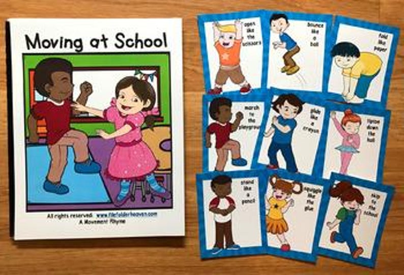 Back to School Movement Cards and Book (Gross Motor Skills, Early Elementary) image 1
