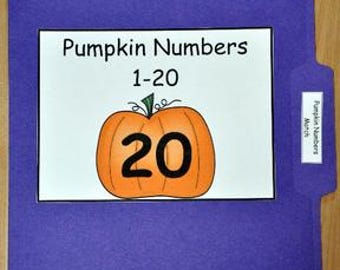 Pumpkin Numbers Match Game: File Folder Activity for Kids