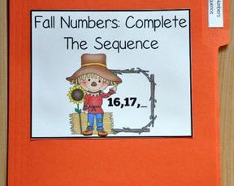 Number Sequence File Folder Game: Fall Theme - Scarecrow Counting
